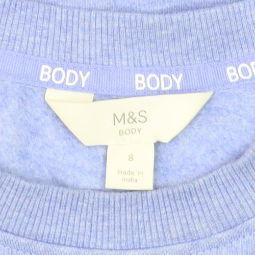 Marks and Spencer Women Blue Mix Cotton Blend Crew Neck Sweatshirt Size 8