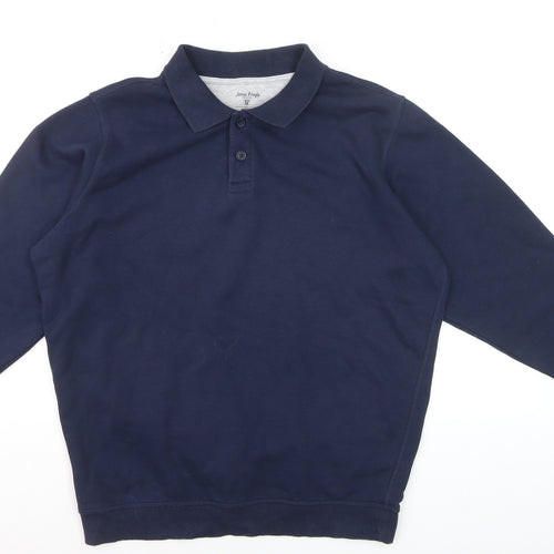 James Pringle Men's Blue Long Sleeve Cotton Polo Shirt Size M