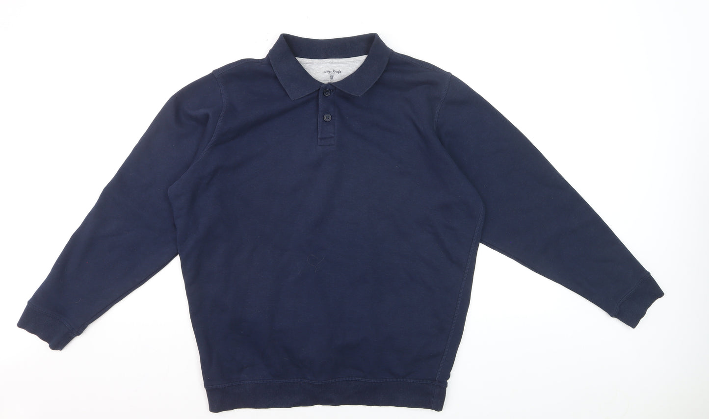 James Pringle Men's Blue Long Sleeve Cotton Polo Shirt Size M