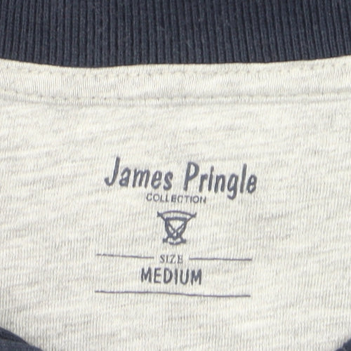 James Pringle Men's Blue Long Sleeve Cotton Polo Shirt Size M