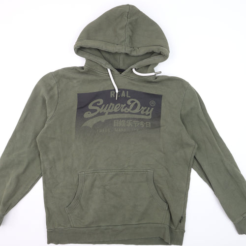 Superdry Men's Green 2XL Pullover Hoodie with Logo Print