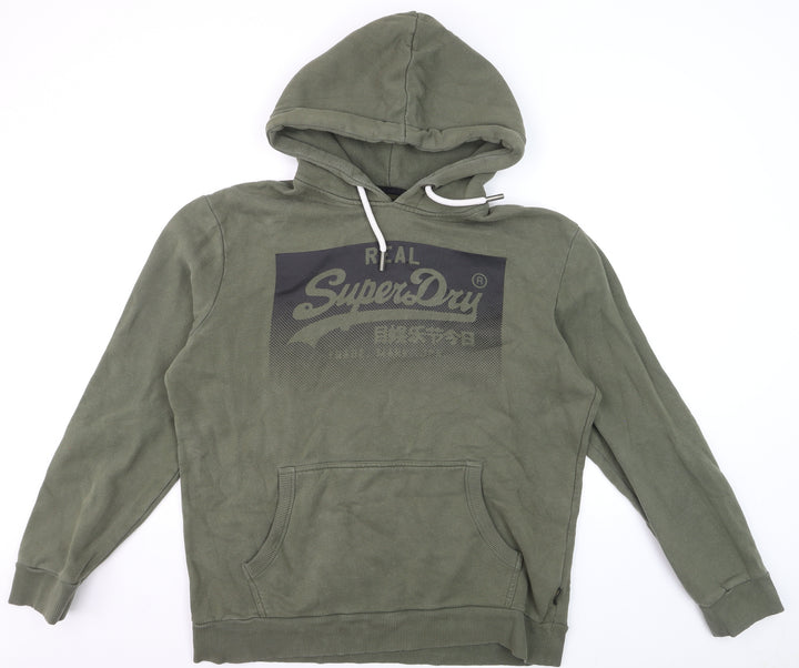 Superdry Men's Green 2XL Pullover Hoodie with Logo Print