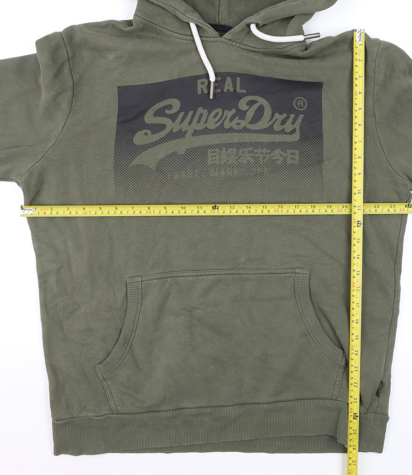 Superdry Men's Green 2XL Pullover Hoodie with Logo Print