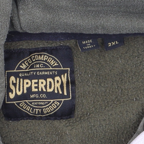 Superdry Men's Green 2XL Pullover Hoodie with Logo Print