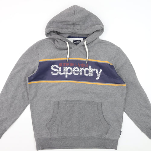 Superdry Men’s Grey 2XL Pullover Hoodie Graphic Fleece Sweatshirt