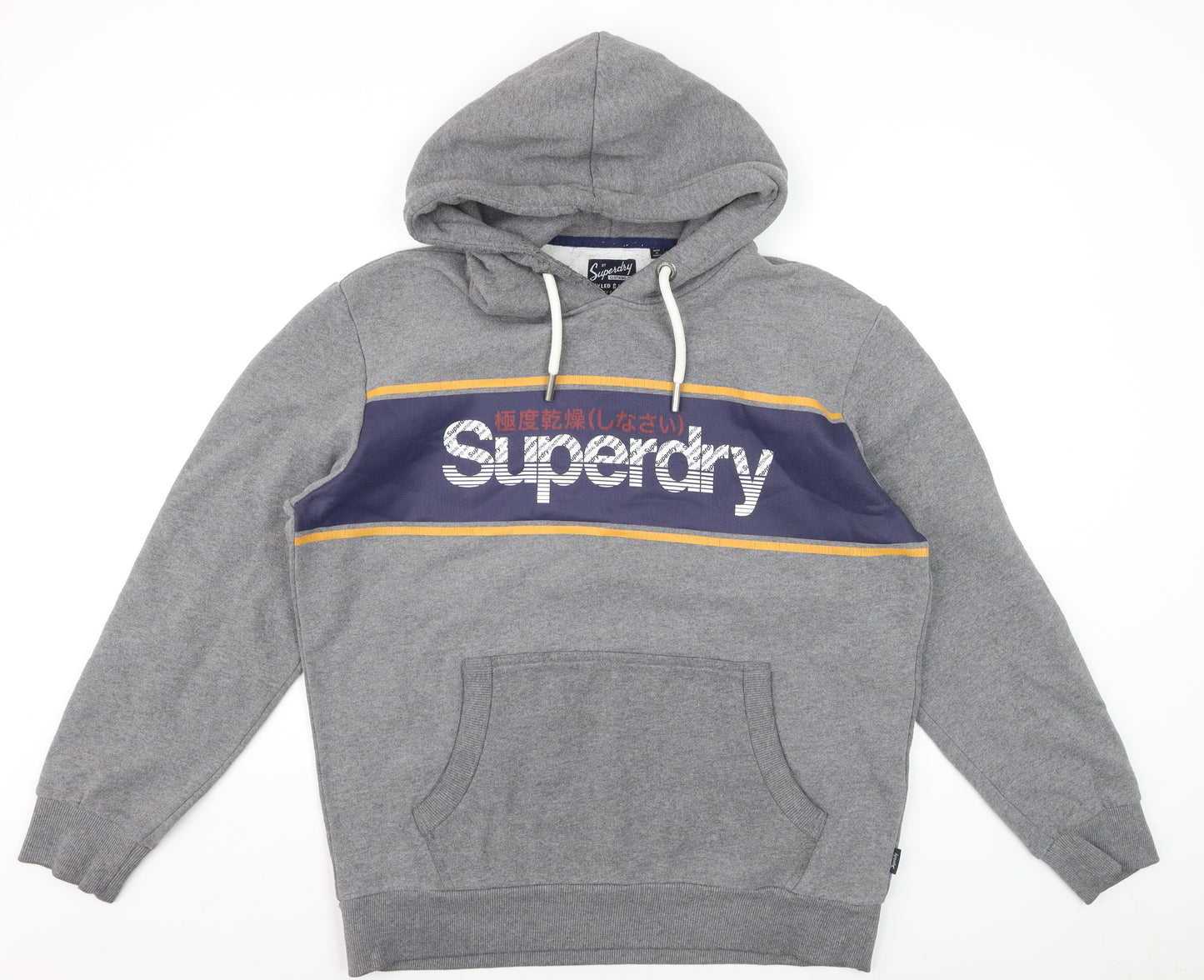 Superdry Men’s Grey 2XL Pullover Hoodie Graphic Fleece Sweatshirt