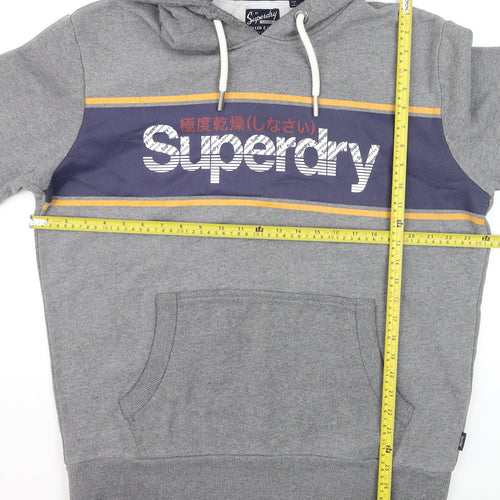 Superdry Men’s Grey 2XL Pullover Hoodie Graphic Fleece Sweatshirt