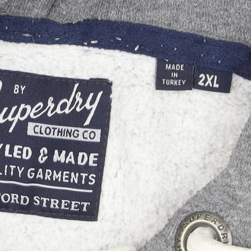 Superdry Men’s Grey 2XL Pullover Hoodie Graphic Fleece Sweatshirt