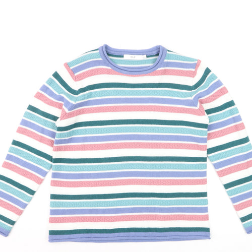 ISLE Women’s Multicoloured Striped Crew Neck Knit Jumper Size S 10-12