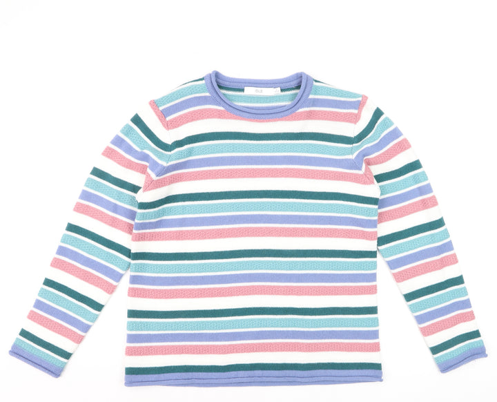 ISLE Women’s Multicoloured Striped Crew Neck Knit Jumper Size S 10-12