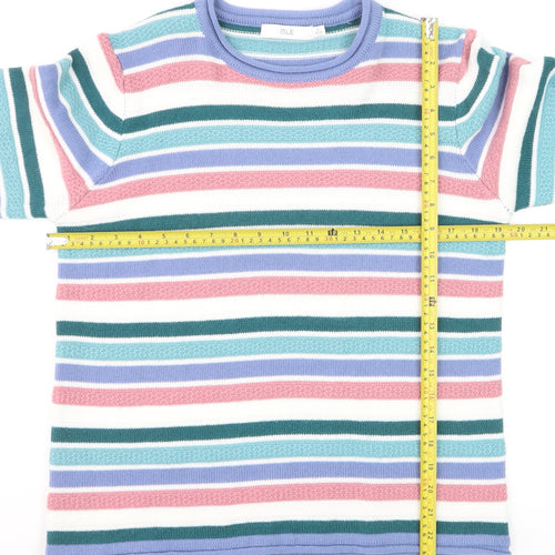 ISLE Women’s Multicoloured Striped Crew Neck Knit Jumper Size S 10-12