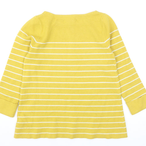 Tahari Women's Yellow Striped Boat Neck Pullover Jumper Size S