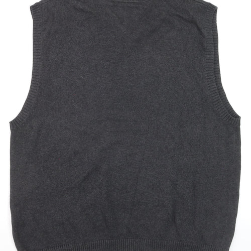 Tommy Hilfiger Men's Grey Argyle Cotton Knit Sleeveless Vest L