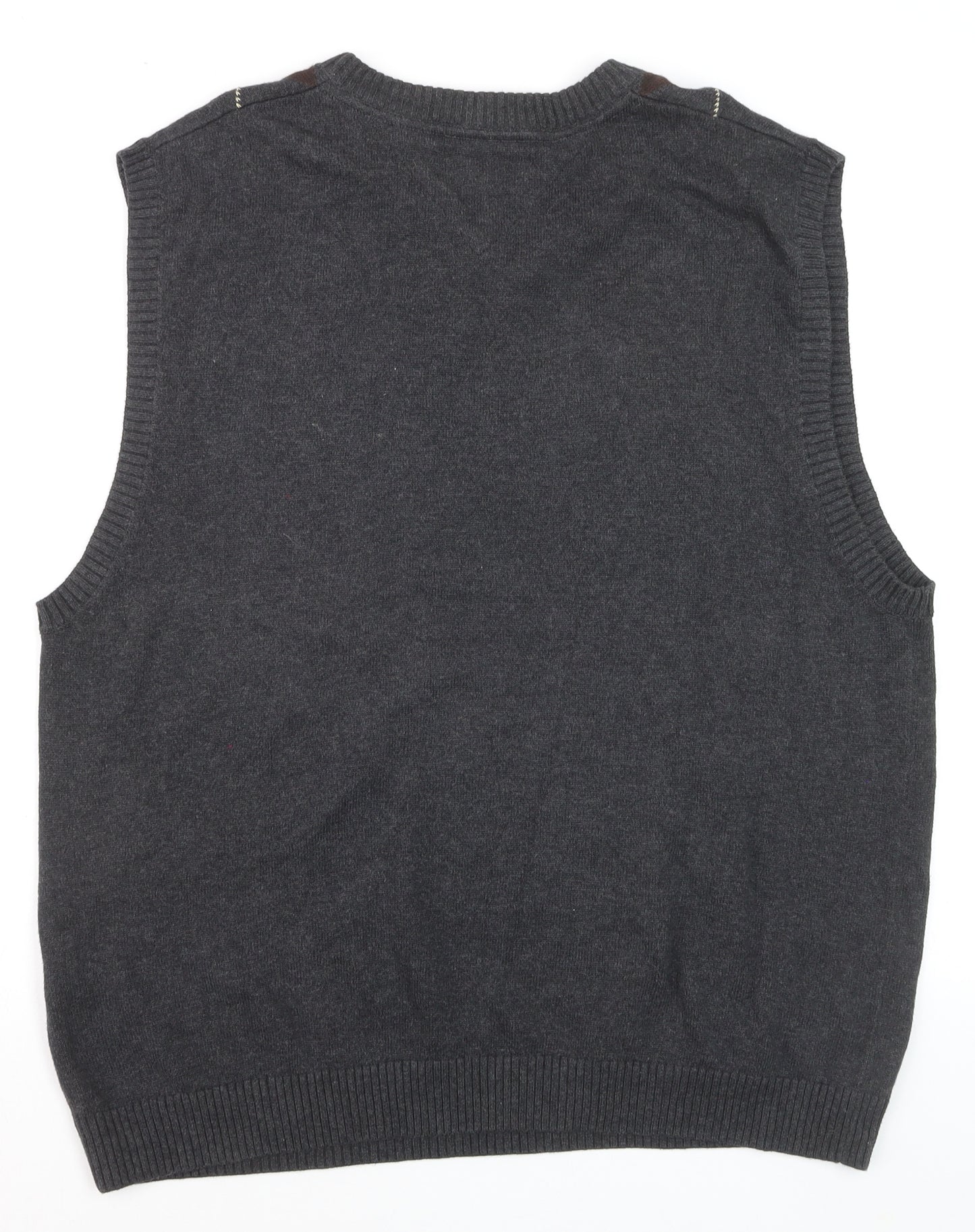 Tommy Hilfiger Men's Grey Argyle Cotton Knit Sleeveless Vest L