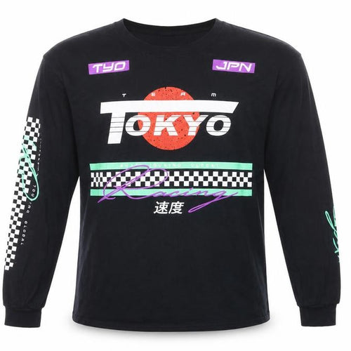 Fashion Nova Men's Black Tokyo Racing Long Sleeve Graphic Shirt Size L