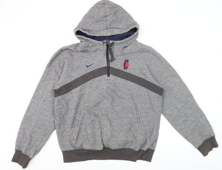 Nike Men's Grey Elite 1/2 Zip Hoodie Size L Athletic Fit