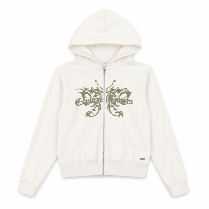 Pull&Bear Girls White Full Zip Graphic Hoodie XS