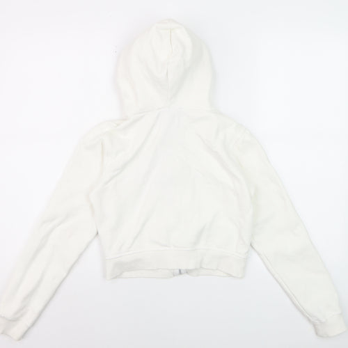 Pull & Bear Girls White Full Zip Graphic Hoodie XS