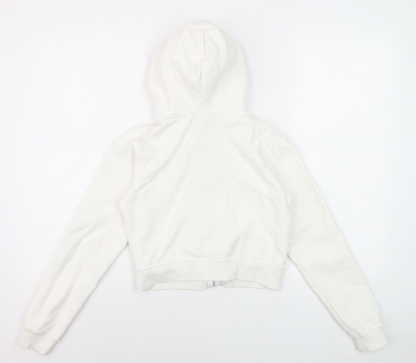 Pull & Bear Girls White Full Zip Graphic Hoodie XS