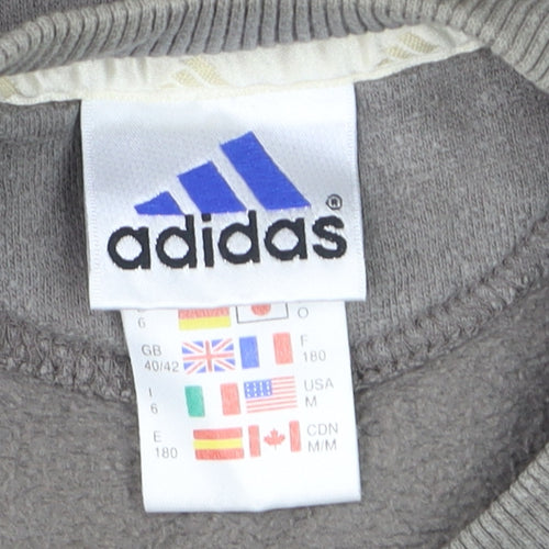 Adidas Men's Grey Medium Pullover Crew Neck Sports Sweatshirt