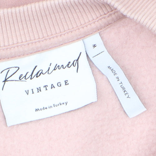 Reclaimed Vintage Women Pink Embroidered Floral Pullover Sweatshirt M