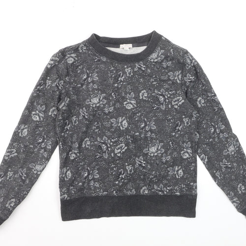 GAP Womens Grey Floral Pullover Sweatshirt XS Cotton Casual