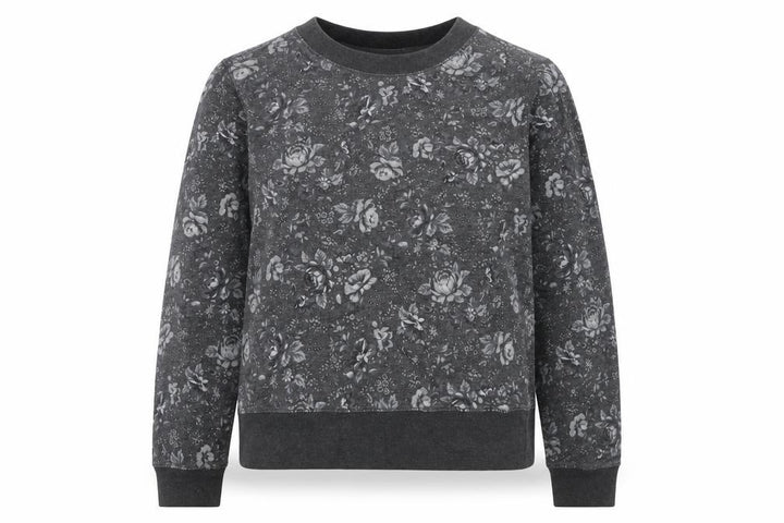 Gap Womens Grey Floral Pullover Sweatshirt XS Cotton Casual