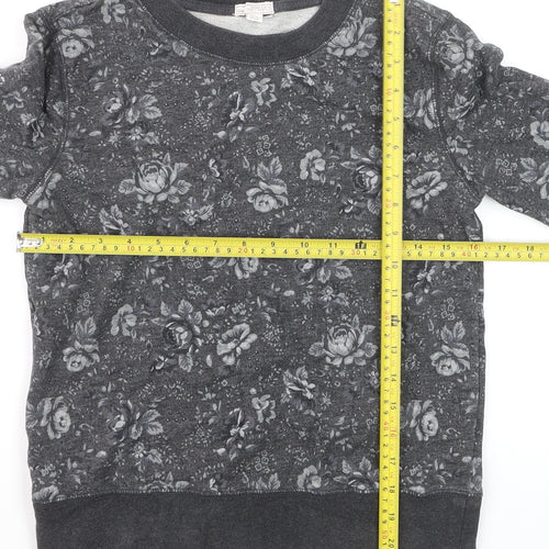 GAP Womens Grey Floral Pullover Sweatshirt XS Cotton Casual