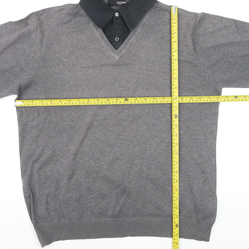 Next Men’s Grey V-Neck Pullover Jumper Large Cotton Blend