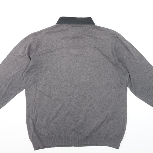 Next Men’s Grey V-Neck Pullover Jumper Large Cotton Blend