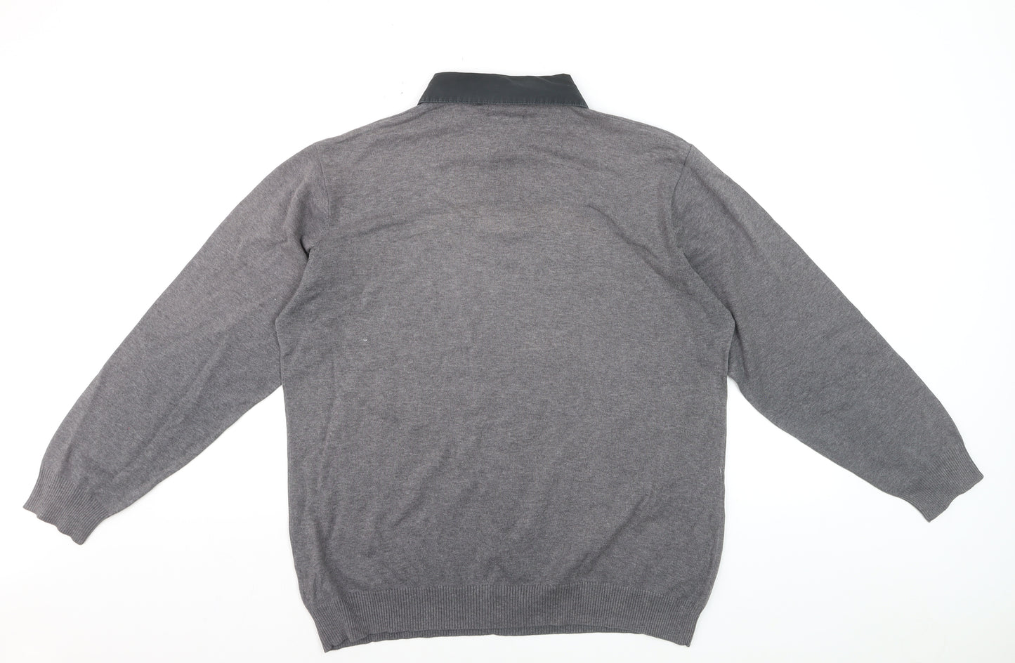 Next Men’s Grey V-Neck Pullover Jumper Large Cotton Blend