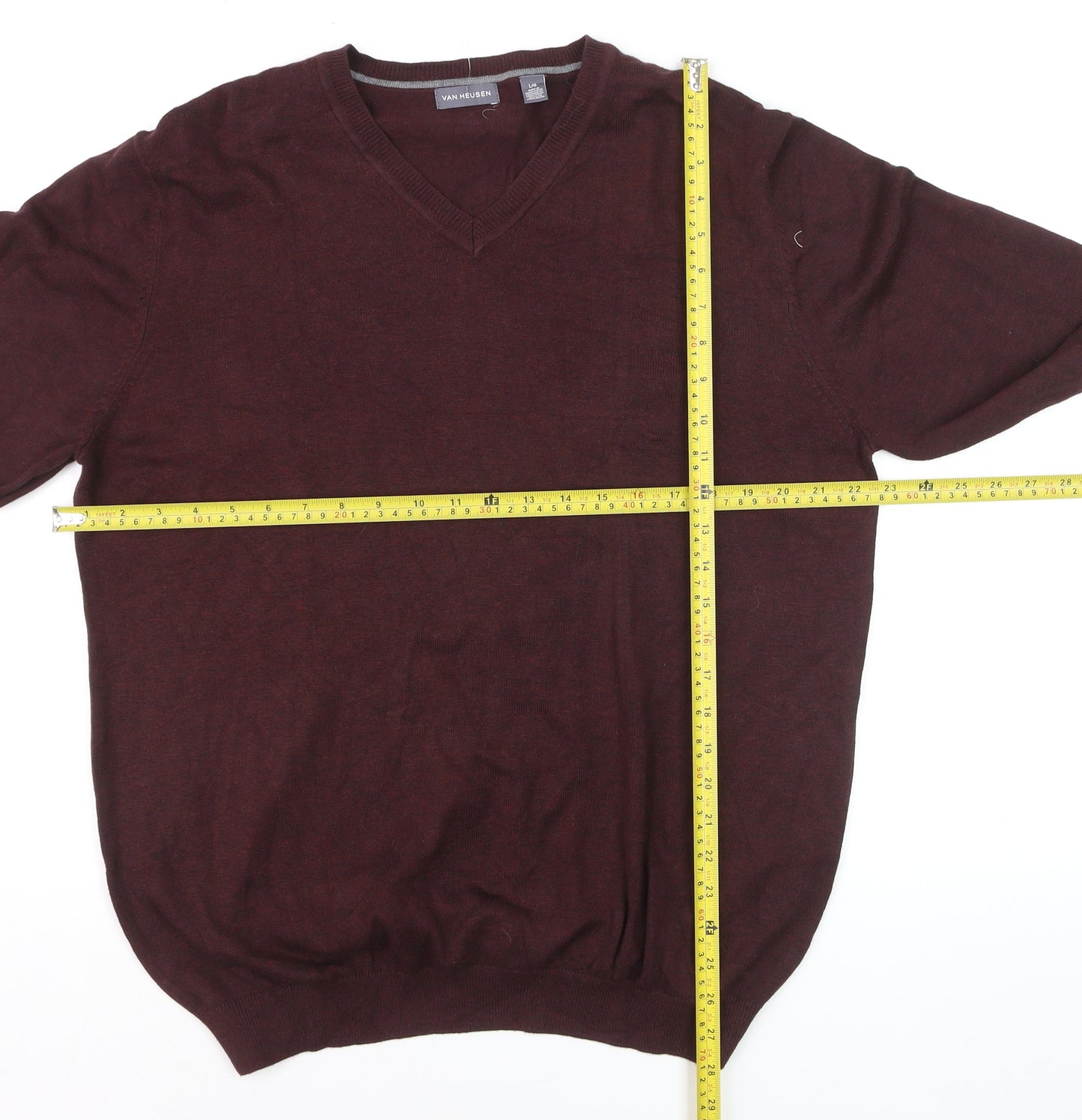 Van Heusen Men's Brown V-Neck Cotton Blend Jumper Size L