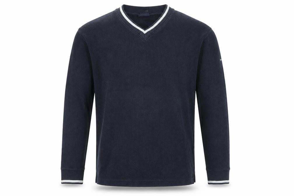 Atlantic Golf Men's Blue V-Neck Cotton Jumper Size L Classic Knit