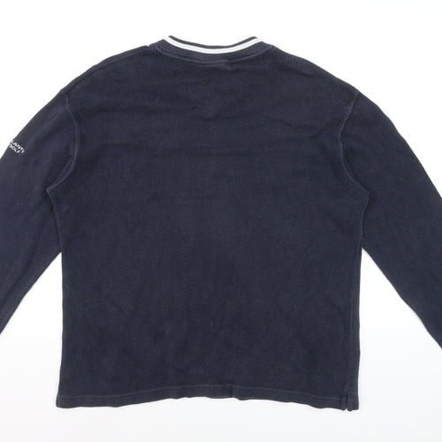 Atlantic Golf Men's Blue V-Neck Cotton Jumper Size L Classic Knit