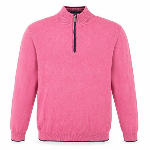 Tailorbyrd Men's Pink High Neck 1/2 Zip Cotton Blend Jumper XL