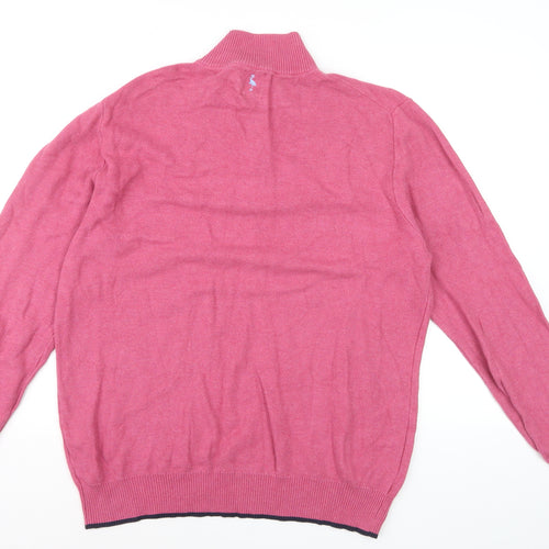 Tailorbyrd Men's Pink High Neck 1/2 Zip Cotton Blend Jumper XL