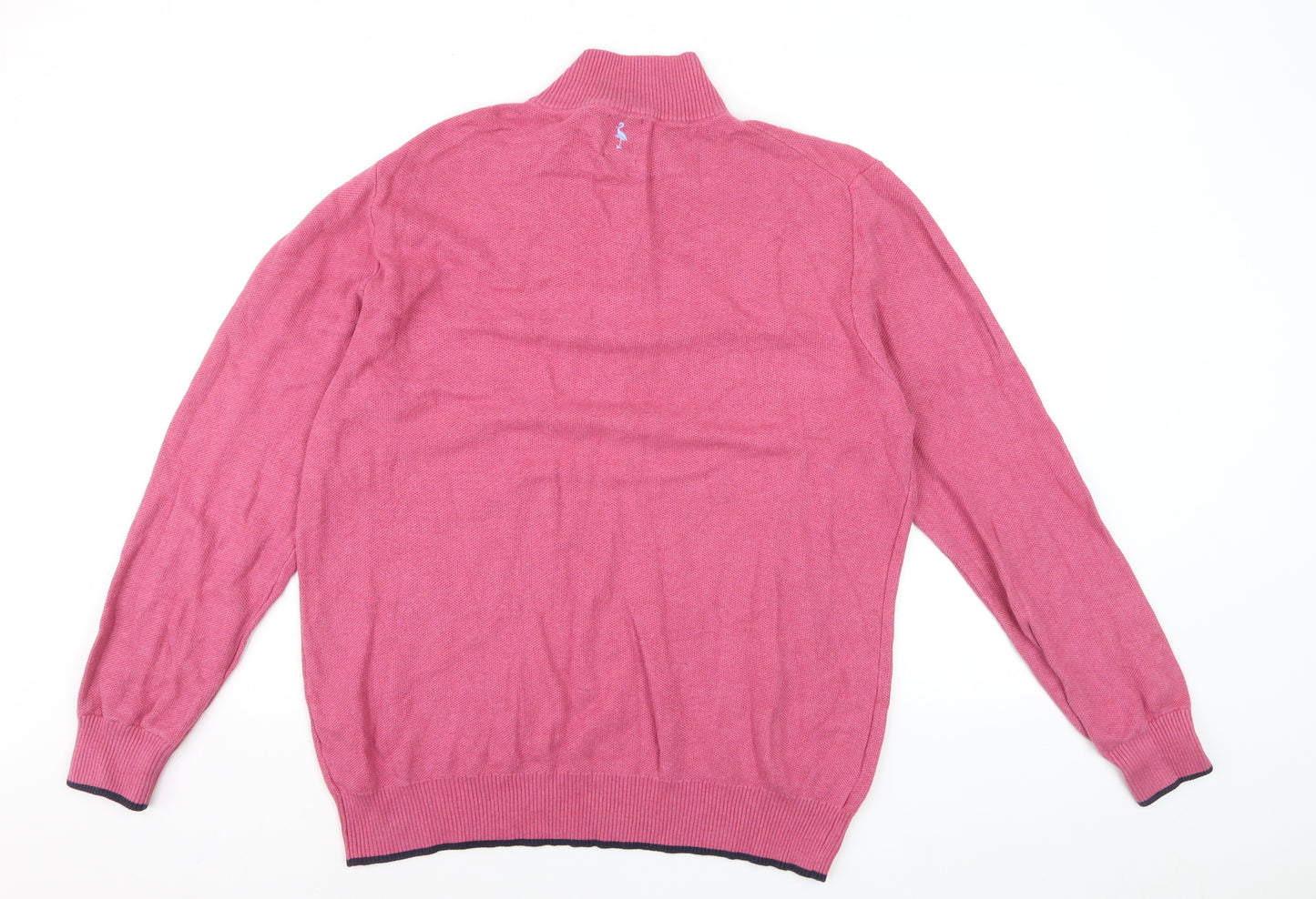 Tailorbyrd Men's Pink High Neck 1/2 Zip Cotton Blend Jumper XL