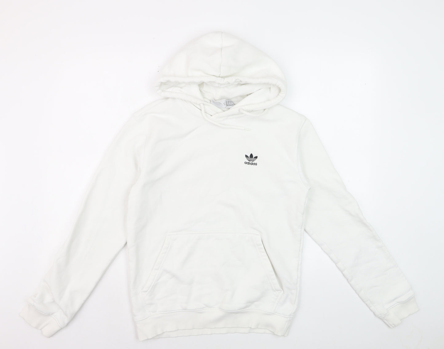 Adidas Girls White XS Pullover Fleece Hoodie with Logo