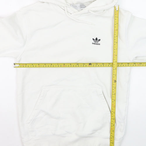 Adidas Girls White XS Pullover Fleece Hoodie with Logo