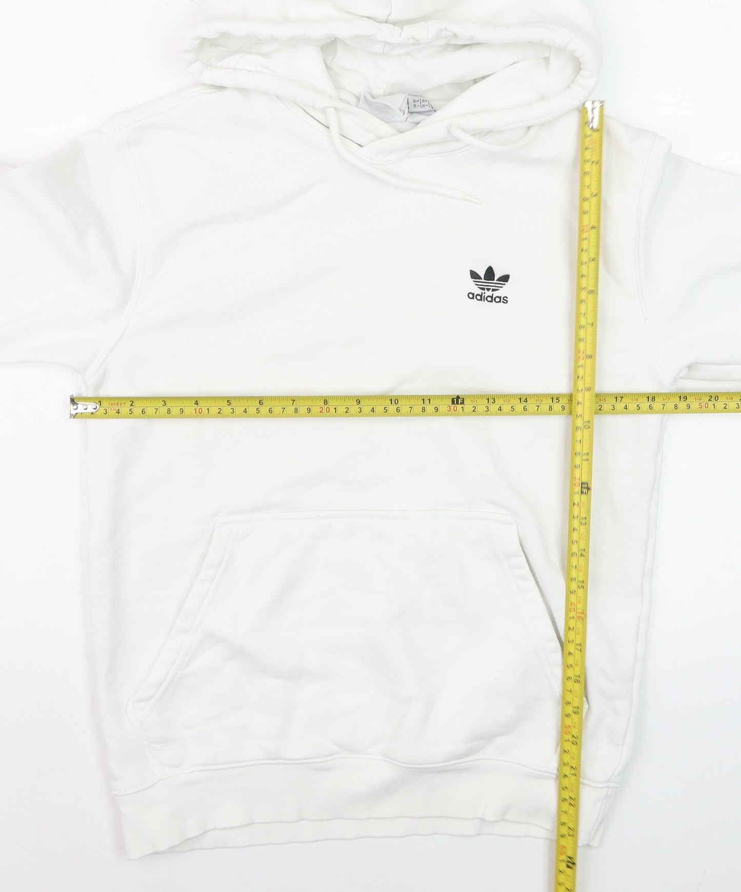 Adidas Girls White XS Pullover Fleece Hoodie with Logo