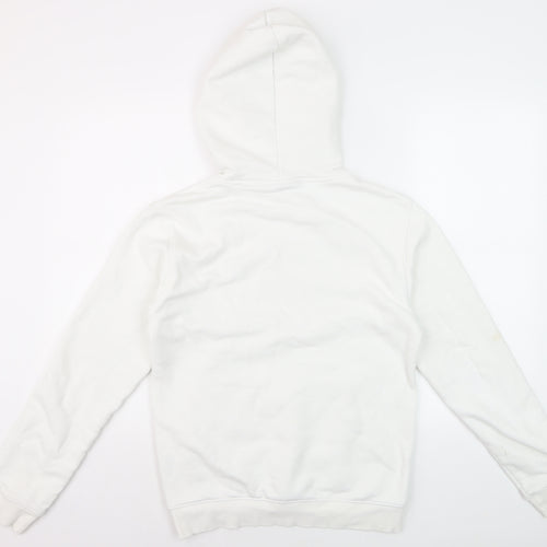 Adidas Girls White XS Pullover Fleece Hoodie with Logo
