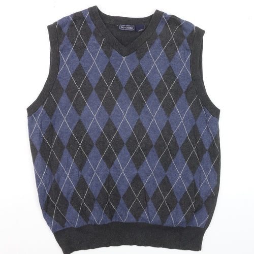 Saddlebred Men's Blue Argyle V-Neck Cotton Knit Vest M