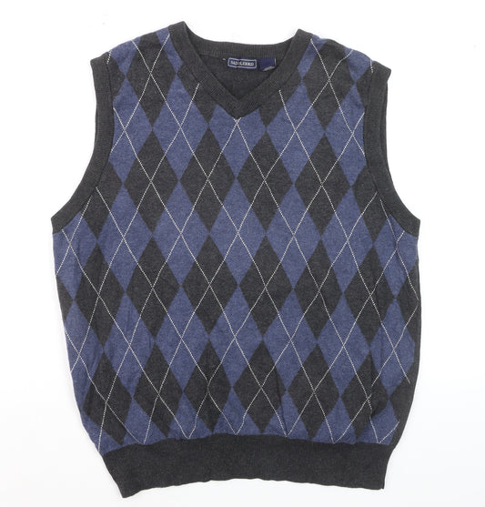 Saddlebred Men's Blue Argyle V-Neck Cotton Knit Vest M