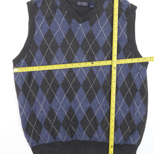 Saddlebred Men's Blue Argyle V-Neck Cotton Knit Vest M