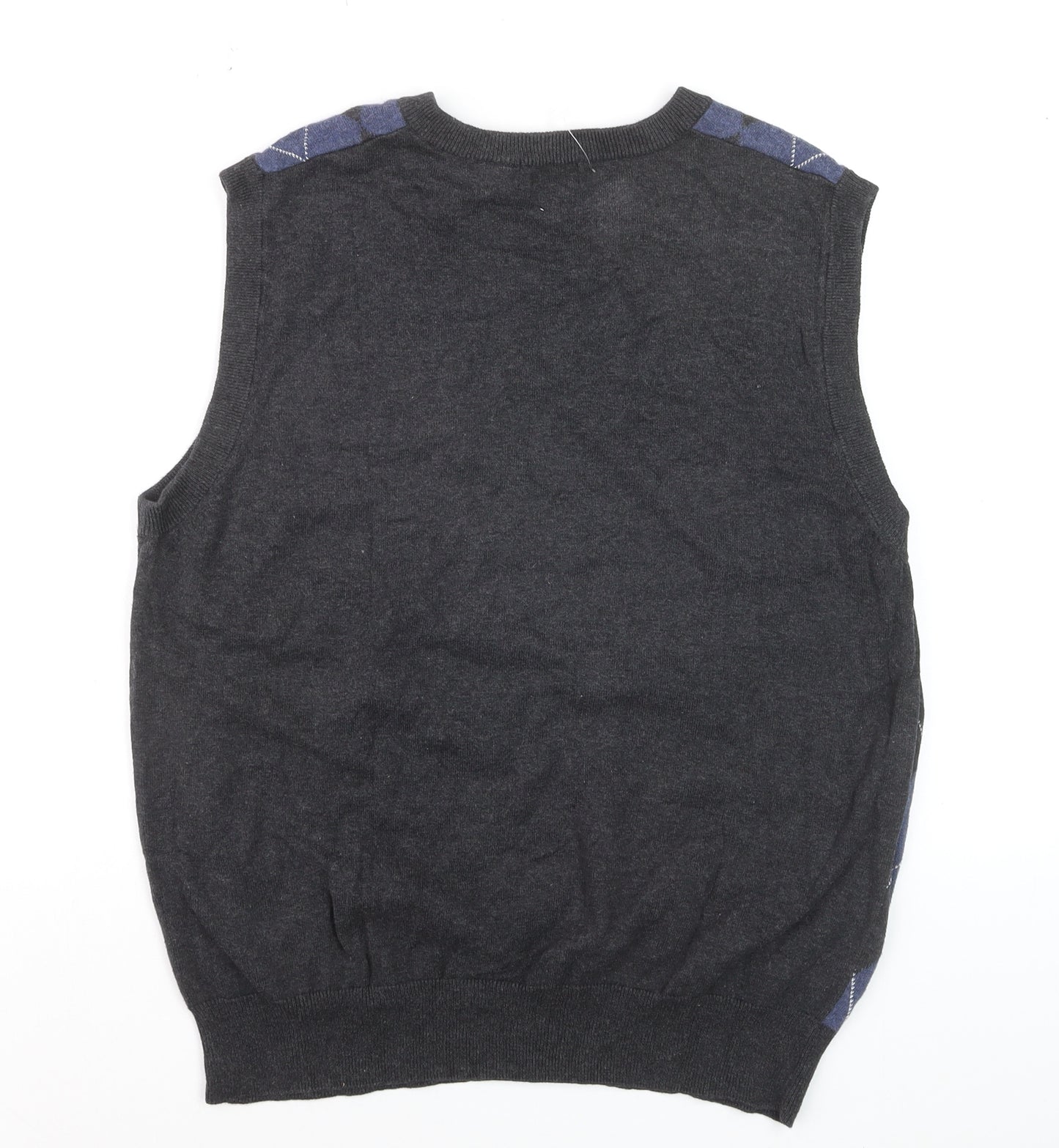 Saddlebred Men's Blue Argyle V-Neck Cotton Knit Vest M