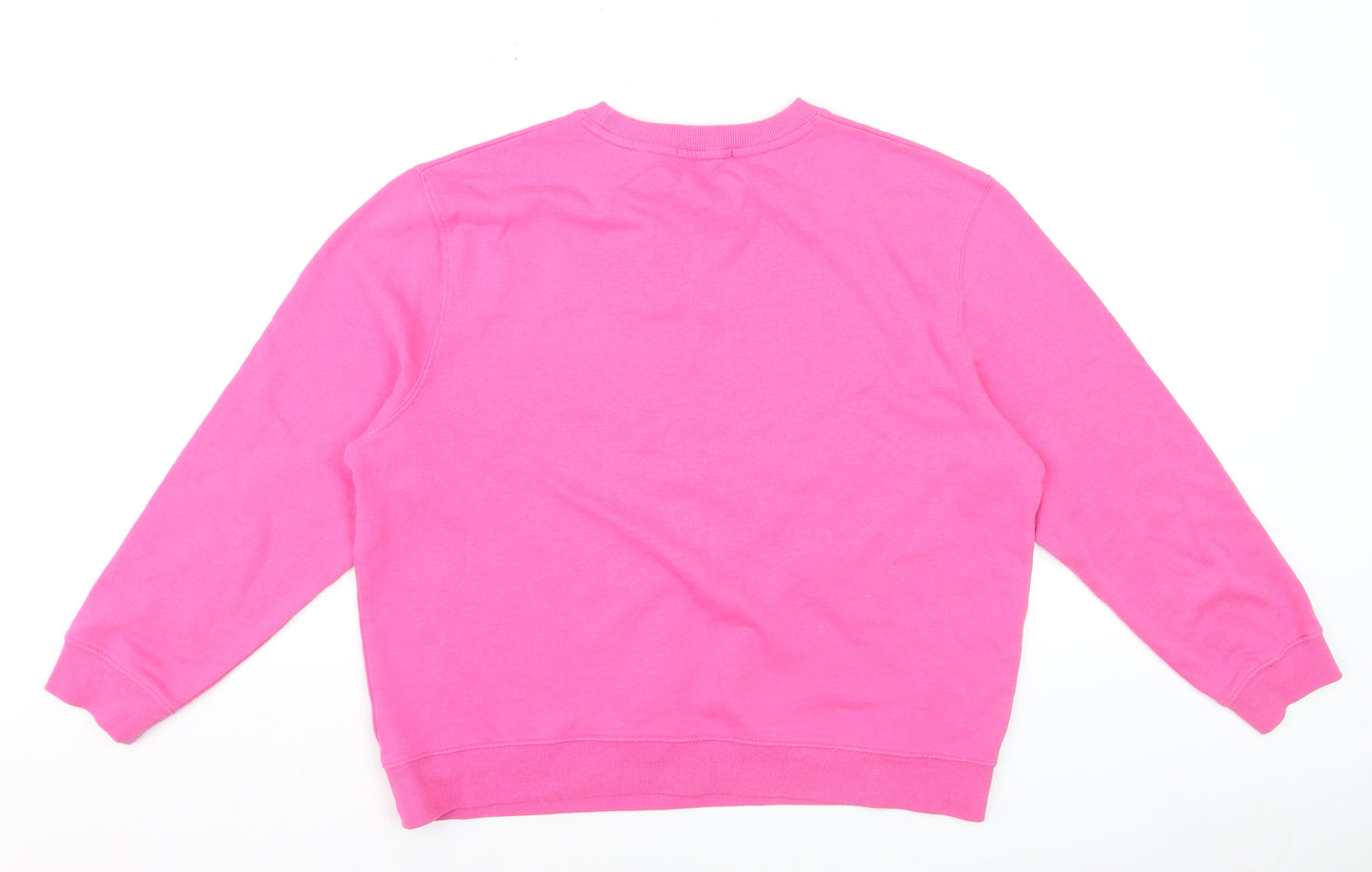 French Connection Womens Pink XL Pullover Sweatshirt Love Embroidered