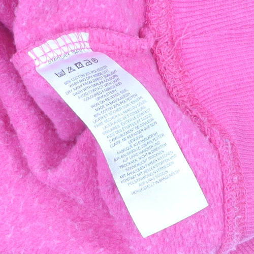 French Connection Womens Pink XL Pullover Sweatshirt Love Embroidered