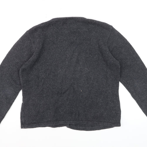 Villager Sport Women's Grey Christmas Embroidered Cardigan Size L