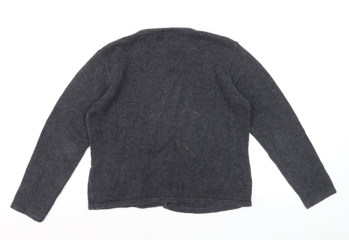 Villager Sport Women's Grey Christmas Embroidered Cardigan Size L