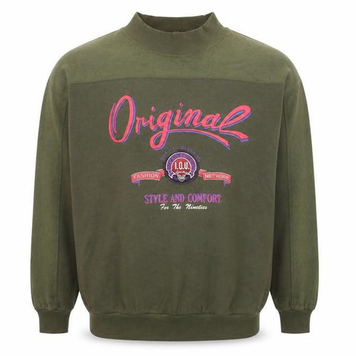 I.O.U Men's Green XL Vintage 90s Graphic High Neck Pullover Jumper